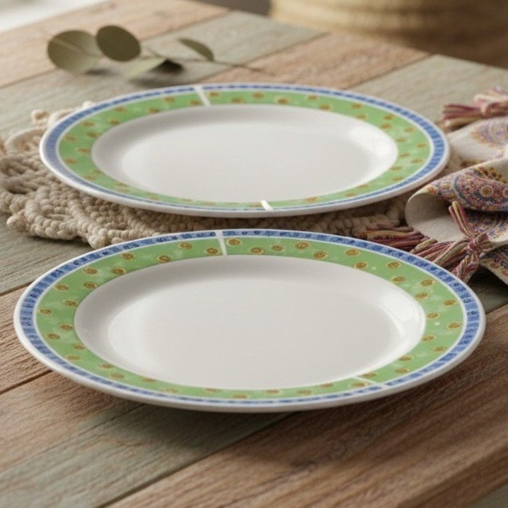 INT Dinner Plates Set of 2 Spiral Scroll Pattern *